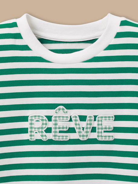 T-shirt message fille Rayure verte 2 - vertbaudet enfant 