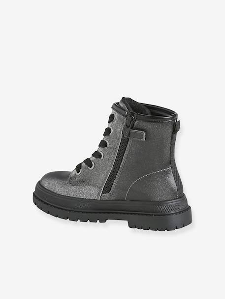 Boots fille à lacets zippées argenté 3 - vertbaudet enfant 