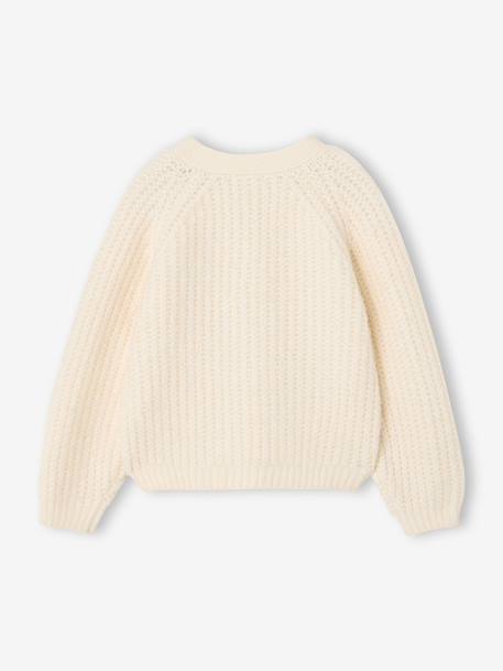 Gilet boutonné fille écru+vieux rose 2 - vertbaudet enfant 