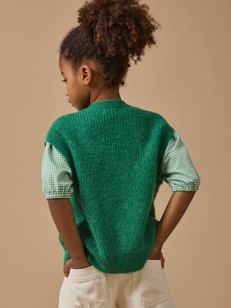 Cardigan fille laine et mohair Gazon+Vert d'eau 2 - vertbaudet enfant 