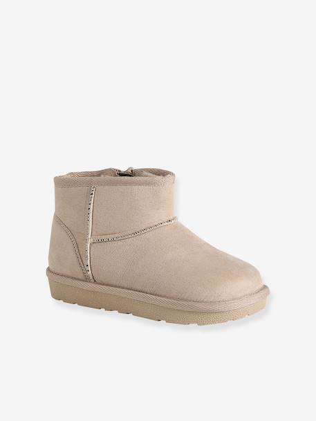 Boots enfant fille textile zippées taupe 1 - vertbaudet enfant 