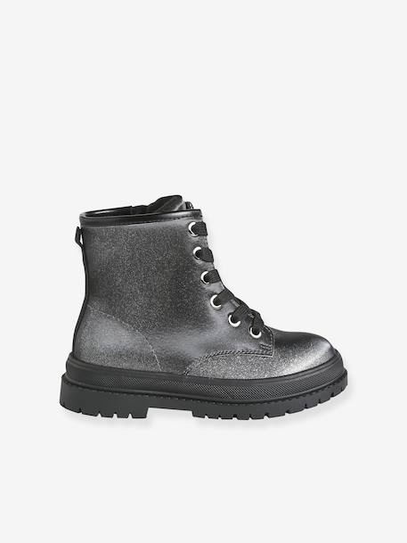 Boots fille à lacets zippées argenté 2 - vertbaudet enfant 