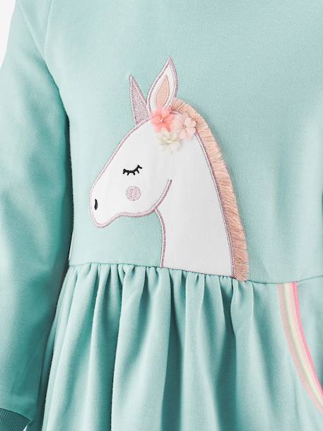 Robe sweat licorne fille Happy Girls marine+vert sauge 6 - vertbaudet enfant 