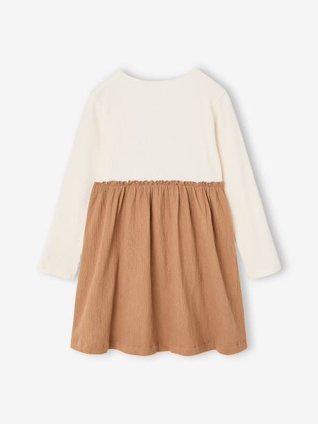 Robe 2 en 1 manches longues fille camel 2 - vertbaudet enfant 