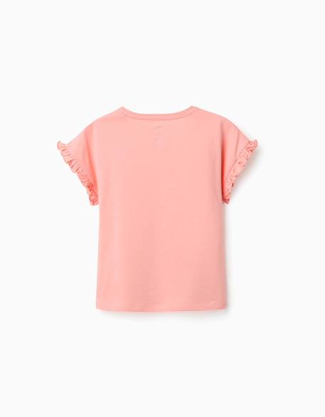 T-shirt en coton avec imprimé minnie et volants Saumon 2 - vertbaudet enfant 