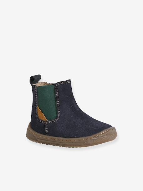 Chaussures premiers pas bébé boots cuir marine 1 - vertbaudet enfant 