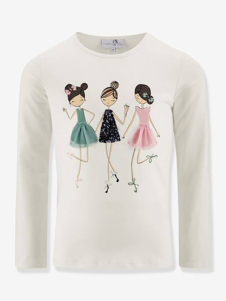 T-shirt manches longues avec motif 3D fille Happy Girls écru 1 - vertbaudet enfant 