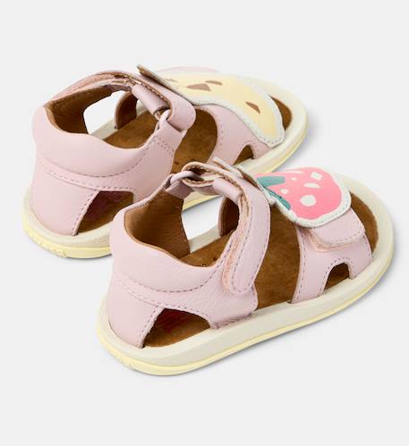 Sandales fille cuir bicho kids twins Rose jaune 4 - vertbaudet enfant 