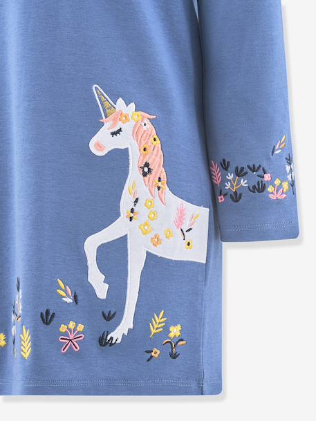 Robe licorne brodée fille Happy Girls bleu chambray 3 - vertbaudet enfant 