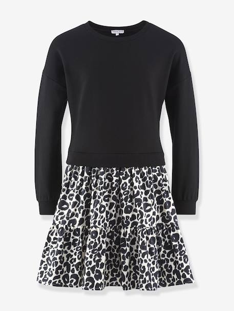 Robe avec jupe léopard fille Happy Girls noir 1 - vertbaudet enfant 
