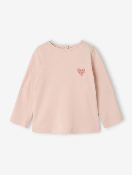 T-shirt manches longues bébé fille bleu grisé+rose pâle 6 - vertbaudet enfant 