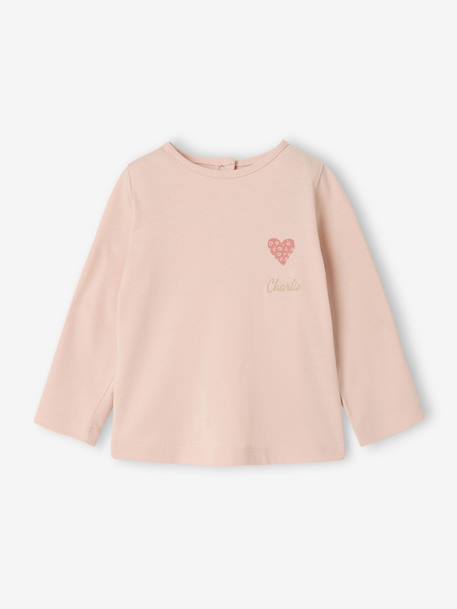 T-shirt manches longues bébé fille bleu grisé+rose pâle 10 - vertbaudet enfant 