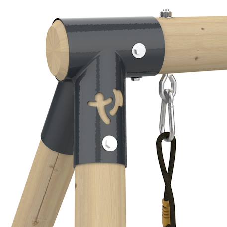 Portique balançoire et vis-à-vis arbousier bois h190cm Marron - gris anthracite - vert kaki - moutarde 3 - vertbaudet enfant 