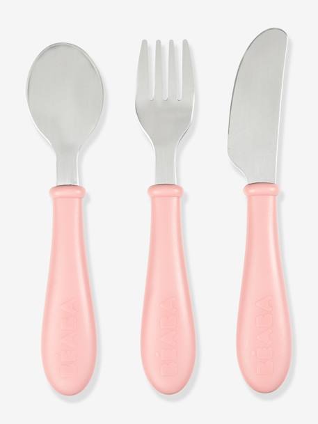 Set 3 couverts d'apprentissage inox airy green+old pink+rose+vert 6 - vertbaudet enfant 