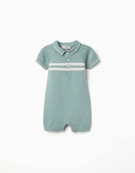 Bébé-Salopette, combinaison-Combishort en maille à rayures