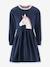 Robe sweat licorne fille Happy Girls marine+vert sauge 1 - vertbaudet enfant 