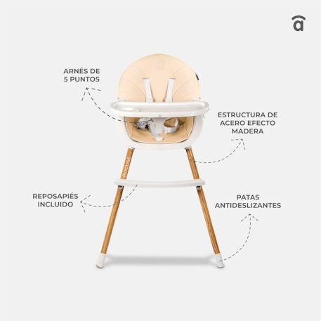 Chaise haute 2 en 1 pliable évolutive Bocuse Beige et blanc 5 - vertbaudet enfant 