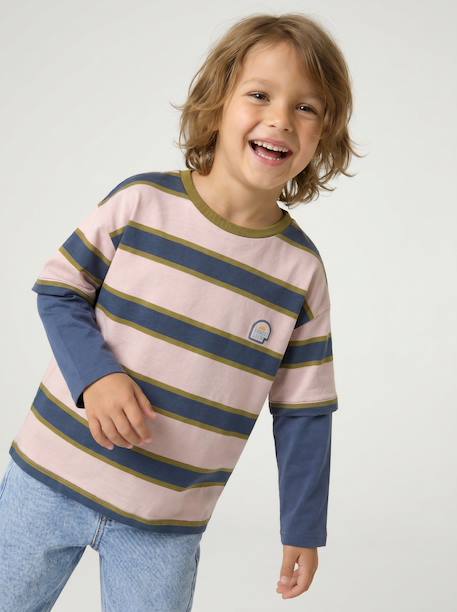 T-shirt manches longues garçon bleu moyen 1 - vertbaudet enfant 