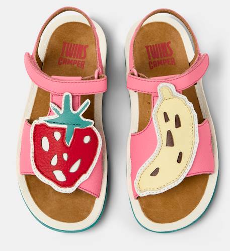 Sandales fille cuir bicho kids twins Rose rouge 3 - vertbaudet enfant 
