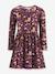 Robe avec biches et fleurs fille Happy Girls bordeaux+vert sauge 1 - vertbaudet enfant 