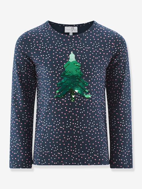 T-shirt manches longues Christmas fille Happy Girls marine 1 - vertbaudet enfant 