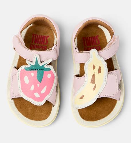 Sandales fille cuir bicho kids twins Rose jaune 3 - vertbaudet enfant 
