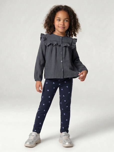 Chemise manches longues fille bleu ardoise+rose poudré+vanille 5 - vertbaudet enfant 