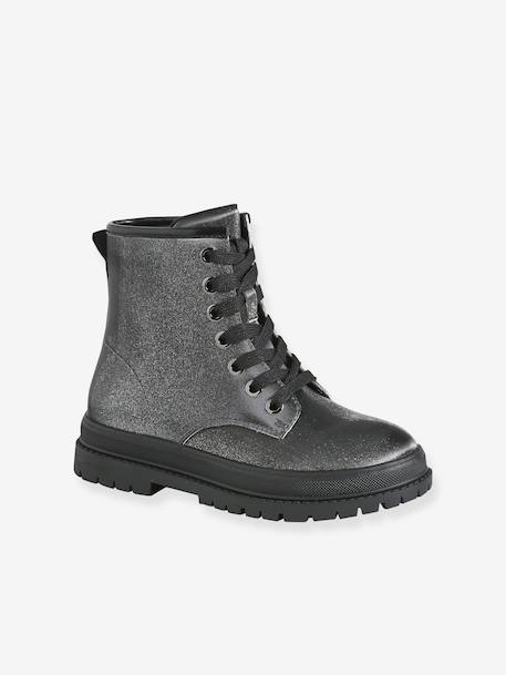 Bottines enfant fille à lacets argenté 1 - vertbaudet enfant 