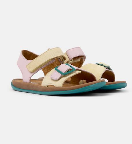 Sandales fille cuir bicho kids twins Jaune rose 2 - vertbaudet enfant 