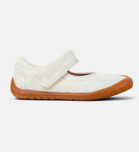 Ballerines fille cuir peu path Blanc naturel+Rose pastel 1 - vertbaudet enfant 