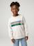 Sweat garçon col rond blanc chiné+mauve 2 - vertbaudet enfant 