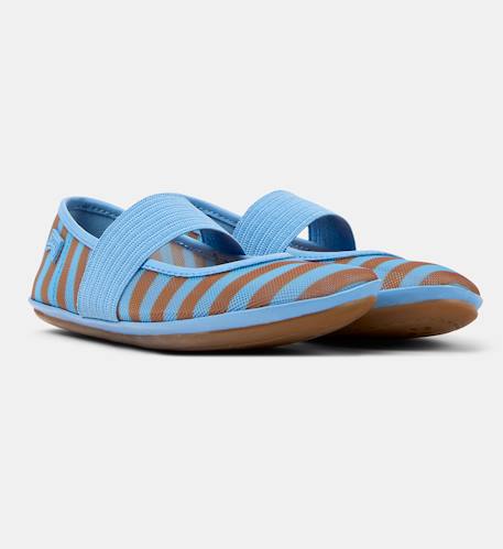 Ballerines fille cuir RIGHT KIDS Bleu marron+Rose rouge 2 - vertbaudet enfant 