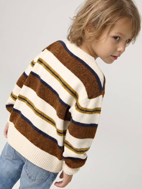 Pull garçon manches longues marine+noisette 16 - vertbaudet enfant 