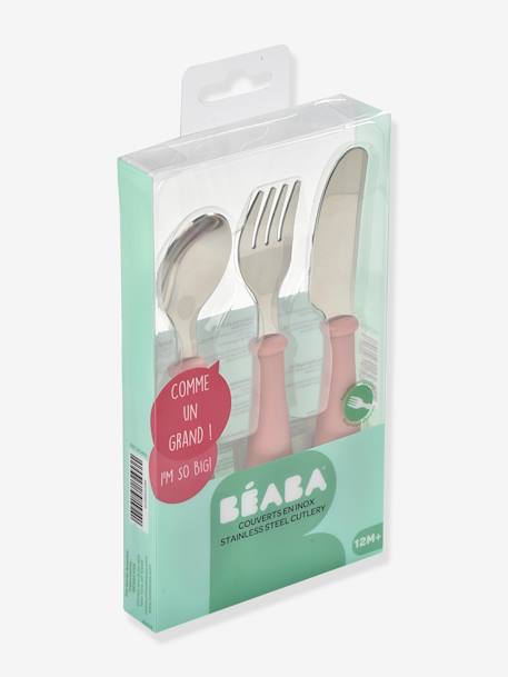 Set 3 couverts d'apprentissage inox airy green+old pink+rose+vert 8 - vertbaudet enfant 