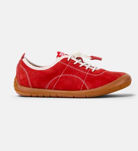 Baskets fille cuir peu path kids Marron moyen+Rouge moyen 6 - vertbaudet enfant 