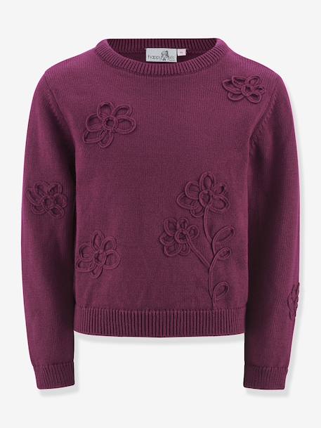 Pull avec fleurs fille Happy Girls bordeaux+marine 1 - vertbaudet enfant 