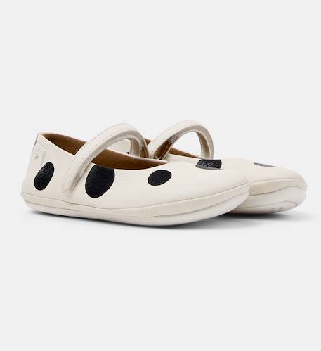 Ballerines fille cuir right kids twins Blanc noir 2 - vertbaudet enfant 