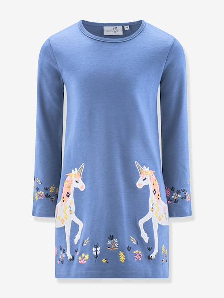 Robe licorne brodée fille Happy Girls bleu chambray 1 - vertbaudet enfant 