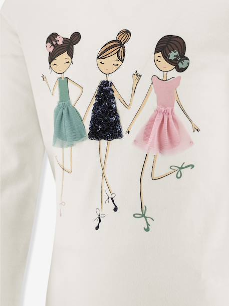 T-shirt manches longues avec motif 3D fille Happy Girls écru 3 - vertbaudet enfant 