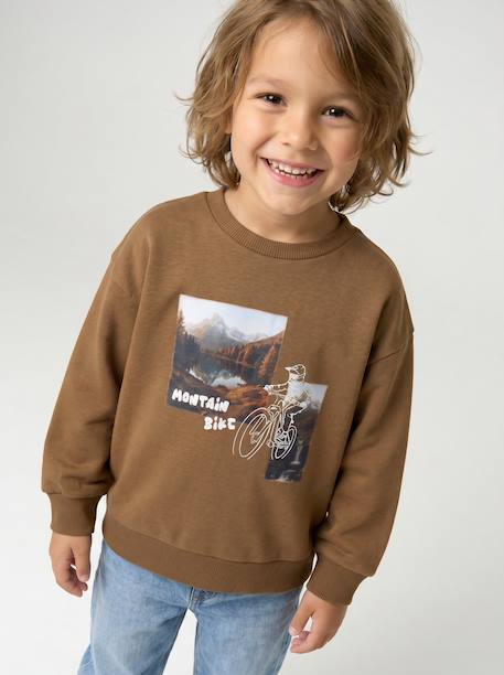 Sweat garçon col rond noisette 1 - vertbaudet enfant 