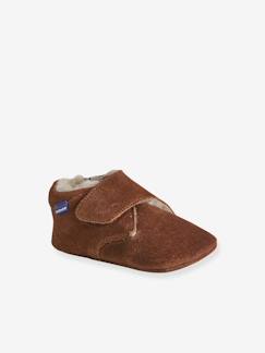 -Chaussons bébé garçon cuir à scratch
