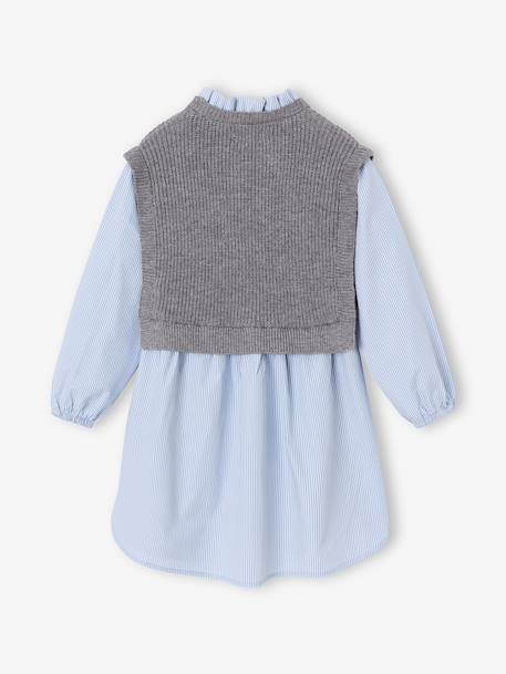 Robe-chemise fille effet 2 en 1 écru+gris chiné+marine 7 - vertbaudet enfant 