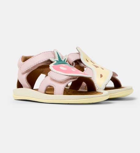 Sandales fille cuir bicho kids twins Rose jaune 2 - vertbaudet enfant 