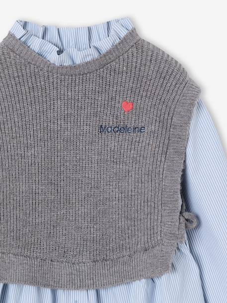 Robe-chemise fille effet 2 en 1 écru+gris chiné+marine 8 - vertbaudet enfant 