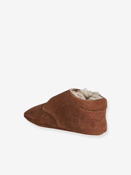 Chaussons bébé garçon cuir à scratch beige+marron 9 - vertbaudet enfant 