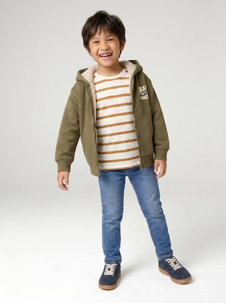 Sweat zippé à capuche garçon kaki+marine 6 - vertbaudet enfant 