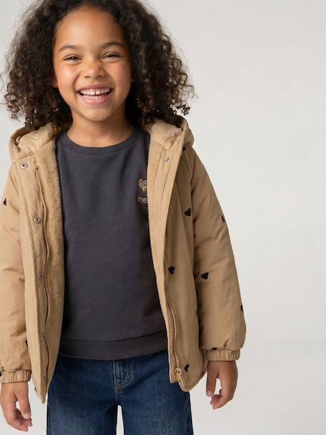 Sweat fille motif imprimé anthracite+corail+pivoine+sauge+vanille+violine 1 - vertbaudet enfant 