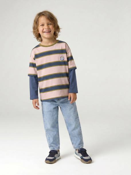 T-shirt manches longues garçon bleu moyen 6 - vertbaudet enfant 