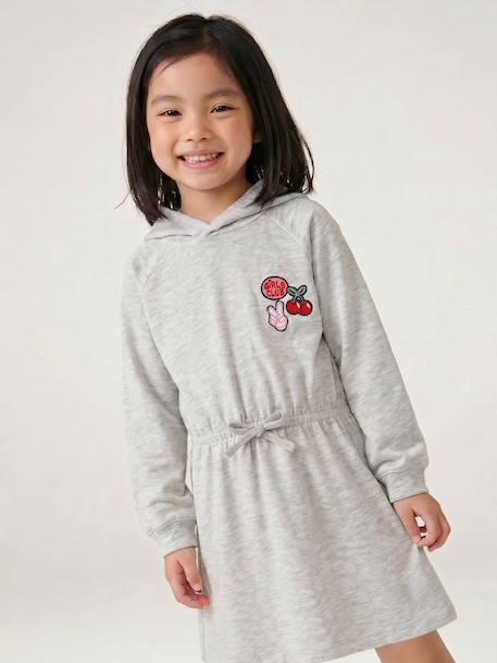 Robe courte à capuche fille gris chiné+marine 6 - vertbaudet enfant 