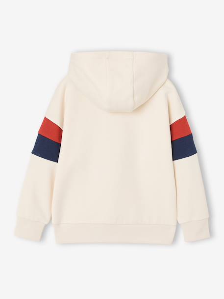 Sweat garçon à capuche motif placé blanc+marine+noix de pécan+vert sauge 2 - vertbaudet enfant 